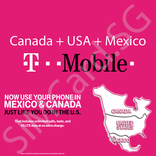 Prepaid USA, Canada & Mexico sim card. Unlimited Data in 4G LTE